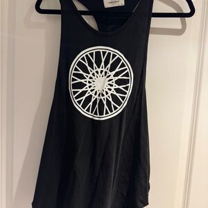 soulcycle Black Tank Top with White Wheel Graphic